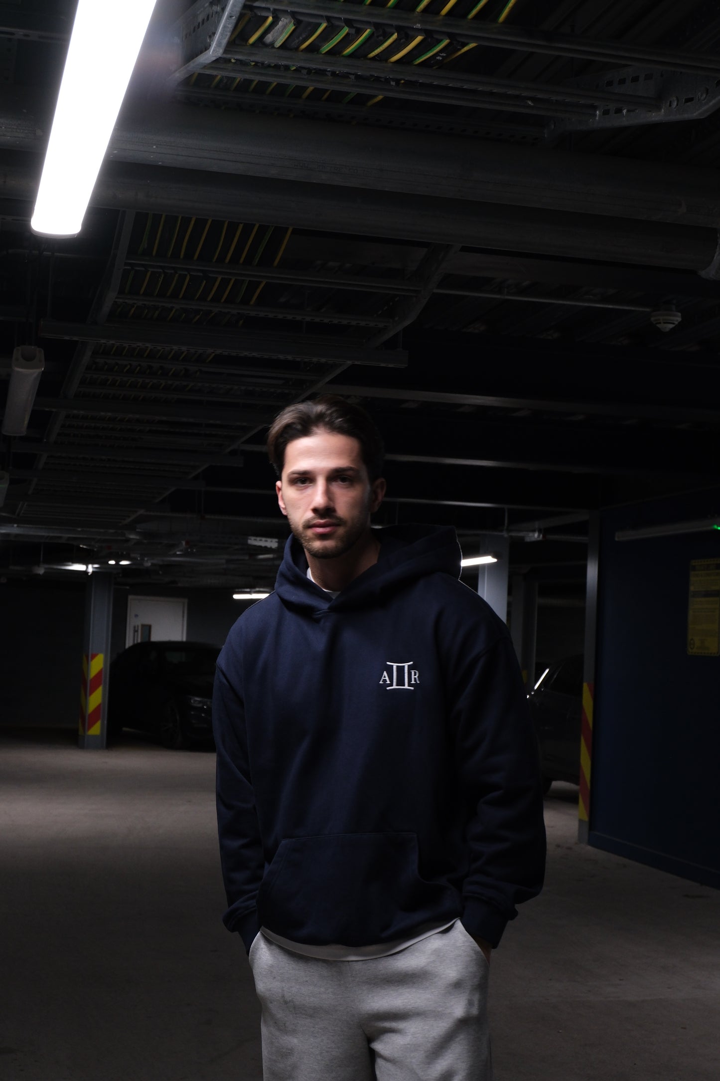 Premium Navy Blue Embroidered Hoodie – The AR Brand